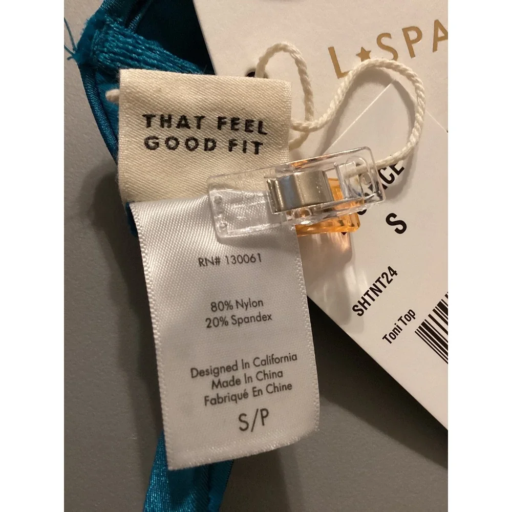 L*Space Toni Bikini Top Mediterranean Blue Teal Underwire Halter Swim‎ S NEW